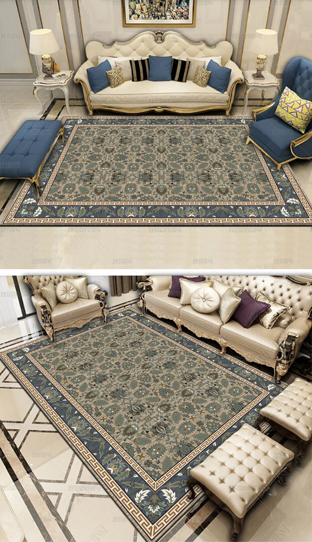 新款高清欧式波斯古典客厅装饰地毯图案